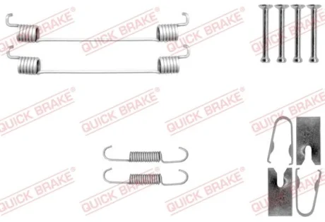 Монтажний набір гальмівної колодки DACIA SANDERO, SPRING FORD C-MAX II, FIESTA VII RENAULT SANDERO/STEPWAY I, TWINGO II, TWINGO III SEAT IBIZA V SMART FORTWO VW POLO VI 0.9-Electric 03.07- QUICK BRAKE 1050040