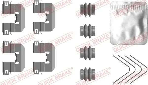 Монтажний набір гальмівних колодок задн HYUNDAI ACCENT V, I10 II, SOLARIS KIA RIO IV, STONIC 1.0-1.6D 08.13- QUICK BRAKE 1090117 (фото 1)