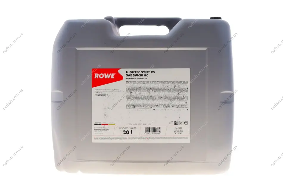Олива 5W30 HIGHTEC SYNT RS HC (20L) (ILSAC GF-2/WSS-M2C912-A/WSS-M2C913-A/-B) ROWE 20024-0200-99 (фото 1)
