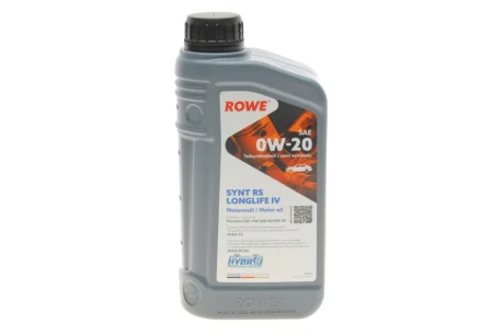 Олива 0W20 HIGHTEC SYNTH RS LONGLIFE IV (1L) (Porsche C20/VW 508 00/509 00) (ACEA A1/B1/C5) ROWE 20036-0010-99