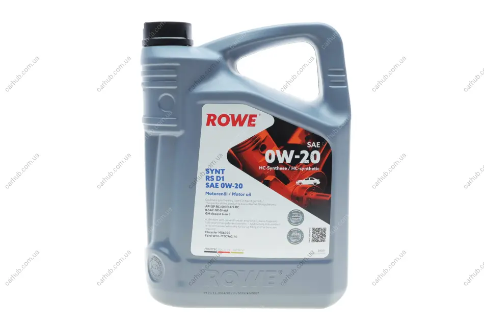 Олива 0W20 HIGHTEC SYNT RS D1 (5L) (API SP RC/SN PLUS RC)(GM dexos1 Gen 3/Ford WSS-M2C962-A1) ROWE 20051-0050-99 (фото 1)