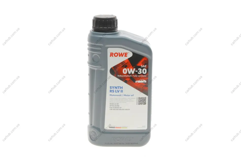 Олива 0W30 HIGHTEC SYNTH RS LV II (1L) (VW 503 00/506 00/506 01/Fiat 9.55535-G1) (ACEA A1/B1/A5/B5) ROWE 20069-0010-99 (фото 1)