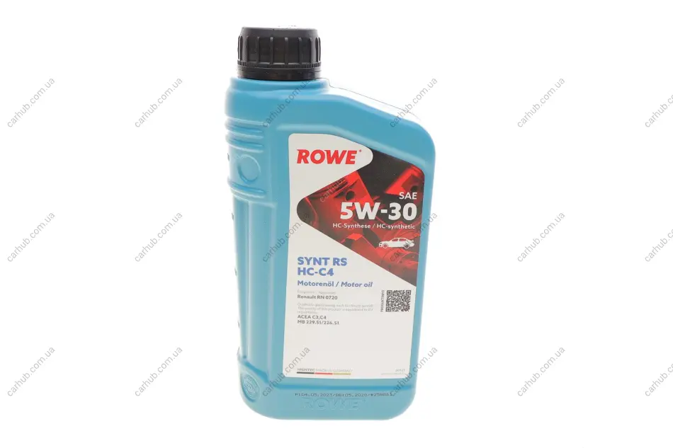 Олива 5W30 HIGHTEC SYNT RS HC-C4 (1L) (RN 0720/MB 229.51/MB 226.51) (ACEA C3,C4) ROWE 20121-0010-99 (фото 1)