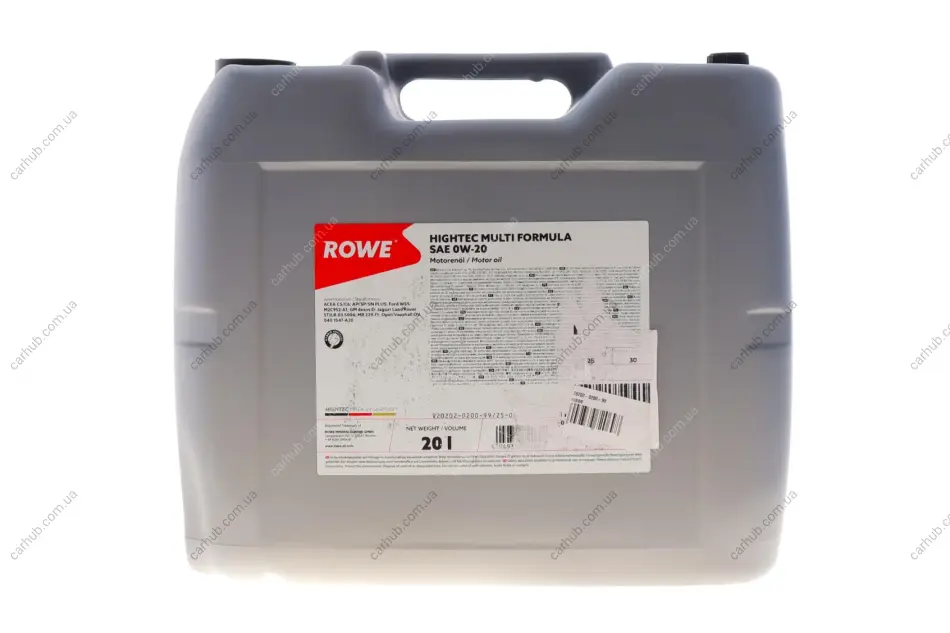 Олива 0W20 HIGHTEC MULTI FORMULA (20L) (MB 229.71/GM dexos D) (ACEA C5/C6) (API SP/SN PLUS) ROWE 20202-0200-99 (фото 1)