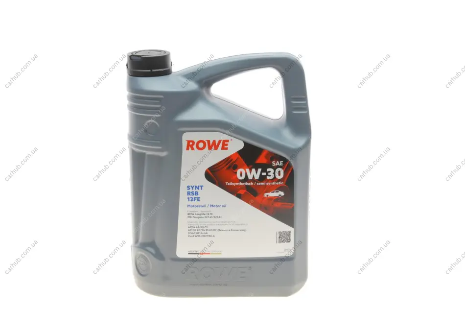 Олива 0W30 HIGHTEC SYNT RSB 12FE (5L) (BMW LL-12 FE/MB 227.61/229.61) (ACEA A5/B5,C2) (API SP RC) ROWE 20305-0050-99 (фото 1)