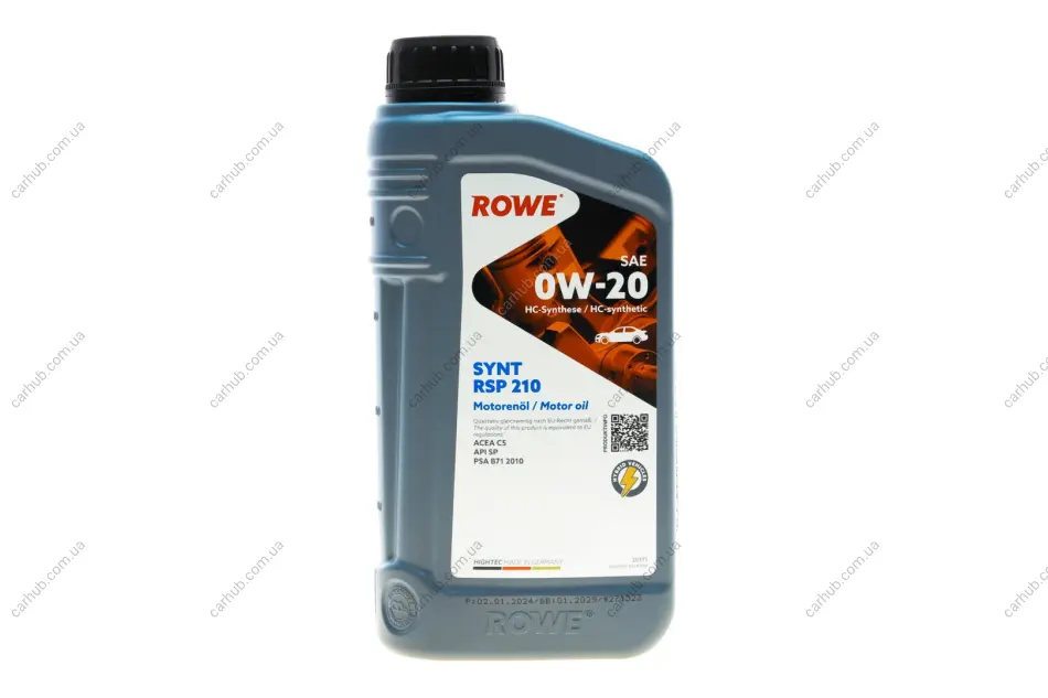 Олива 0W20 HIGHTEC SYNT RSP 210 (1L) (ACEA C5) (API SP) PSA B71 2010 ROWE 20371-0010-99 (фото 1)