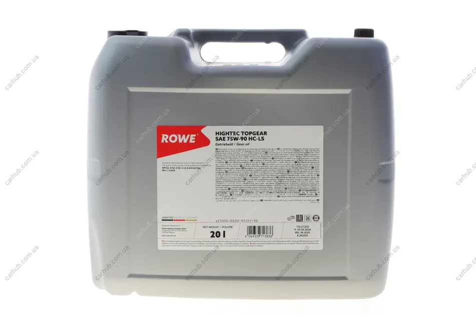 Олива 75W90 HIGHTEC TOPGEAR HC-LS (20L) (MIL-L 2105D) (API GL-4/GL-5/GL-5 LS) ROWE 25004-0200-99 (фото 1)