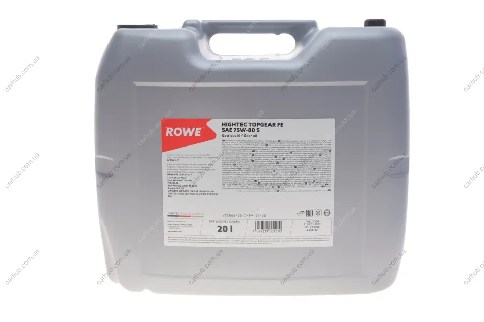 Олива 75W80 HIGHTEC TOPGEAR FE S (20L) (API GL-4/GL-5/9.55550-MZ2/MB 235.10/PSA 9730 A2) ROWE 25066-0200-99 (фото 1)