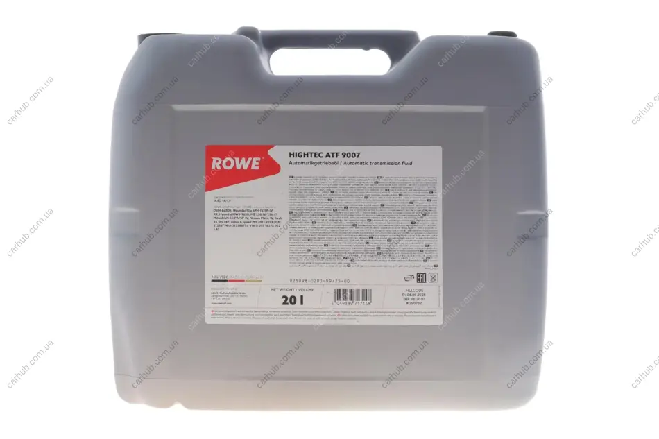 Олива HIGHTEC ATF 9007 (20L) (MB 236.16/236.17/VW G 055 162/G 052 540/JASO 1A-LV) (світло коричневий) ROWE 25098-0200-99 (фото 1)