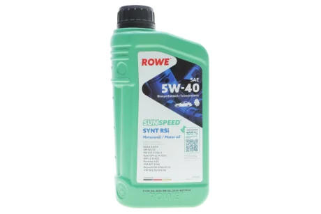 Олива 5W40 SUNSPEED SYNT RSi (1L) (MB 229.3/226.5/Porsche A40/VW 502 00/505 00/RN 0700/0710) ROWE 4920068-0010-99