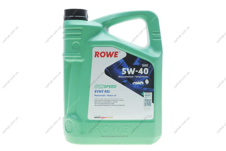 Олива 5W40 SUNSPEED SYNT RSi (5L) (MB 229.3/226.5/Porsche A40/VW 502 00/505 00/RN 0700/0710) ROWE 4920068-0050-99 (фото 1)