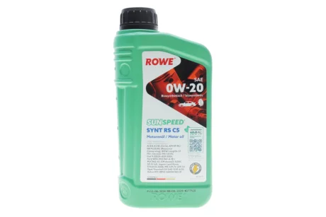 Олива 0W20 SUNSPEED SYNT RS C5 (1L) (ACEA A1/B1/C5/C6) (Longlife-17 FE+/MB 229.71/229.72/M2C962-A1) ROWE 4920379-0010-99