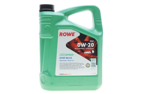 Олива 0W20 SUNSPEED SYNT RS C5 (5L) (ACEA A1/B1/C5/C6) (Longlife-17 FE+/MB 229.71/229.72/M2C962-A1) ROWE 4920379-0050-99