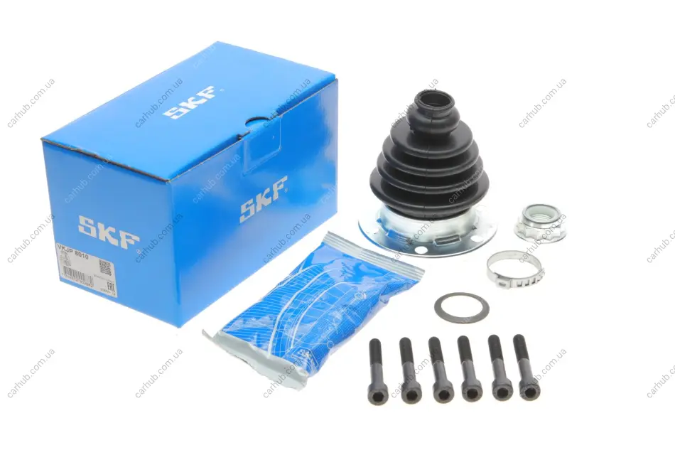 Гумовий пильовик шарніра зовнішн (fi: 18/100) (довжина114) AUDI A3, TT SEAT LEON, TOLEDO II SKODA OCTAVIA I VW BORA, BORA I, GOLF IV 1.8-2.8 08.97-12.10 SKF VKJP 8010 (фото 1)