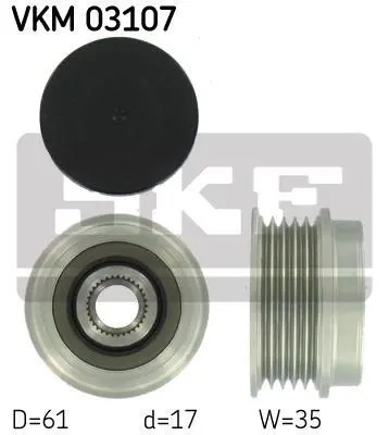 Шків генератора AUDI A4 B5, A4 B6, A4 B7, A6 C5 SKODA SUPERB I VW PASSAT B5, PASSAT B5.5 1.6-2.0D 11.94-06.08 SKF VKM 03107 (фото 1)