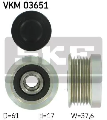 Шків генератора VOLVO C70 I, S40 I, S60 I, S70, S80 I, S80 II, V40, V70 I, V70 II, XC70 I, XC70 II, XC90 I 1.8LPG-3.0 12.95-12.14 SKF VKM 03651 (фото 1)