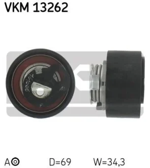 Натягуючий ролик ременя ГРМ CITROEN C5 III, C6 JAGUAR S-TYPE II, XF I, XF II, XF SPORTBRAKE, XJ LAND ROVER DISCOVERY III, DISCOVERY IV, DISCOVERY V, RANGE ROVER IV 2.7D/3.0D/3.0DH 06.04- SKF VKM13262