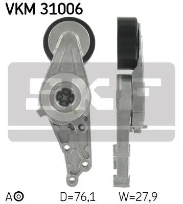 Натягувач поліклинового ременя AUDI A4 B5, A4 B6, A4 B7, A6 C5, A6 C6 SEAT EXEO, EXEO ST 1.6/1.8/2.0 07.00-05.13 SKF VKM 31006 (фото 1)