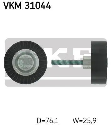 Ролик поліклинового ременя AUDI A1, A3 SEAT ALTEA, ALTEA XL, CORDOBA, IBIZA III, IBIZA IV, IBIZA IV SC, LEON, TOLEDO III, TOLEDO IV SKODA FABIA II, OCTAVIA II, RAPID 1.4/1.6/1.6LPG 02.02-05.22 SKF VKM 31044 (фото 1)