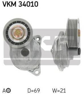 Натягувач поліклинового ременя FORD COUGAR, FOCUS I, FOCUS I/KOMBI, MAVERICK, MONDEO II, MONDEO IV, TOURNEO CONNECT, TRANSIT CONNECT MAZDA TRIBUTE 1.6-2.0 08.96- SKF VKM34010