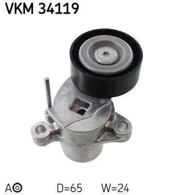 Натягувач поліклинового ременя FORD B-MAX, C-MAX II, ECOSPORT, FIESTA VI, FIESTA VII, FOCUS III, GRAND C-MAX, MONDEO V, TOURNEO CONNECT V408 NADWOZIE WIELKO, TOURNEO COURIER B460 1.0-1.1LPG 02.12- SKF VKM 34119 (фото 1)