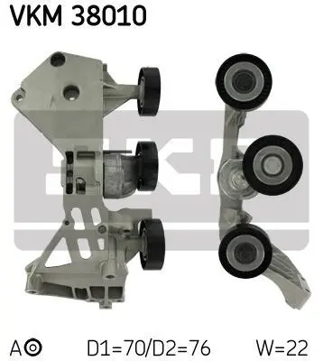 Натягувач поліклинового ременя MERCEDES A (W168), VANEO (414) 1.4-2.1 07.97-07.05 SKF VKM 38010 (фото 1)