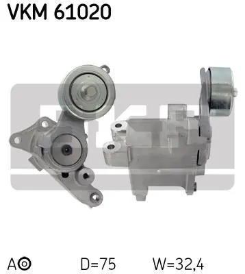 Натягувач поліклинового ременя TOYOTA DYNA, FORTUNER, HIACE / COMMUTER V, HIACE IV, HIACE V, HILUX VI, HILUX VII 2.5D/3.0D 07.01- SKF VKM 61020 (фото 1)