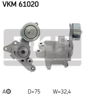 Натягувач поліклинового ременя TOYOTA DYNA, FORTUNER, HIACE / COMMUTER V, HIACE IV, HIACE V, HILUX VI, HILUX VII 2.5D/3.0D 07.01- SKF VKM 61020