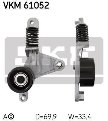 Натягувач поліклинового ременя TOYOTA ALPHARD / VELLFIRE, CAMRY, GAIA, MARK X ZIO I, MATRIX, NOAH/VOXY, PREVIA III, RAV 4 III 2.0/2.4 04.01- SKF VKM 61052 (фото 1)