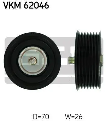 Ролик поліклинового ременя INFINITI EX, FX, G, M, M37, Q60, Q70, QX50 I, QX70 NISSAN 350Z, 370Z, GT-R, SKYLINE 3.5/3.7/3.8 09.05- SKF VKM 62046 (фото 1)