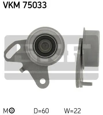 Натягуючий ролик ременя ГРМ HYUNDAI H100, SONATA II MITSUBISHI CORDIA, GALANT IV, GALANT V, L 300 III, LANCER II, PAJERO II, SAPPORO II, SPACE, TREDIA 1.8/2.0/2.4 08.80-05.04 SKF VKM 75033 (фото 1)