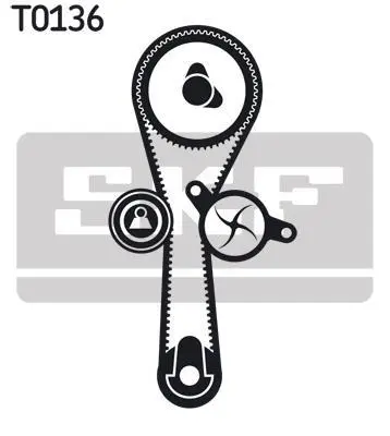 Комплект ГРМ (ремінь + ролик) NISSAN KUBISTAR RENAULT CLIO I, CLIO II, KANGOO, KANGOO EXPRESS, TWINGO I, TWINGO II 1.0/1.2/1.2LPG 01.96- SKF VKMA 06010 (фото 1)