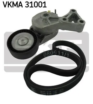 Комплект поликлинових ременів (з роликами) AUDI A3 FORD GALAXY I SEAT ALHAMBRA, LEON, TOLEDO II SKODA OCTAVIA I VW BORA, BORA I, GOLF IV, MULTIVAN T5, NEW BEETLE, SHARAN 1.9D 03.95-12.10 SKF VKMA 31001 (фото 1)