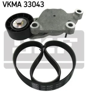 Комплект поліклинового ременя (із натягувачем) VOLVO C30, S40 II, S80 II, V50, V70 III CITROEN C2, C2 ENTERPRISE, C3 I, C3 II, C3 PLURIEL, C4, C4 I FORD C-MAX, FIESTA V 1.4D/1.6D 10.01- SKF VKMA 33043