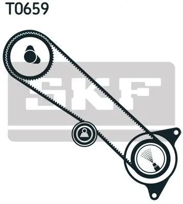 Комплект ГРМ (ремінь + ролик) TOYOTA 4 RUNNER II, 4 RUNNER III, GRANVIA, LAND CRUISER, LAND CRUISER 90 3.0D 05.93-12.04 SKF VKMA 91713 (фото 1)