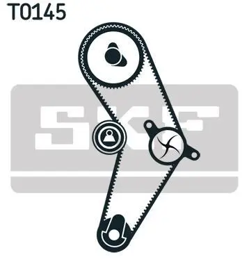 Комплект ГРМ (ремінь + ролик + водяний насос) AUDI A4 B6, A6 C4 SEAT ALHAMBRA, CORDOBA, IBIZA III, IBIZA IV, IBIZA IV SC, LEON SKODA FABIA I, OCTAVIA I, SUPERB I VW BORA 2.0-2.5D 07.90-12.17 SKF VKMC 01113-2 (фото 1)