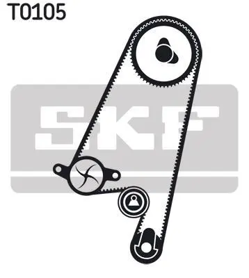 Комплект ГРМ (ремінь + ролик + водяний насос) OPEL ASTRA F, CALIBRA A, FRONTERA A SPORT, KADETT E, OMEGA A, OMEGA B, VECTRA A, VECTRA B 1.6/1.8/2.0 09.84-07.03 SKF VKMC 05402 (фото 1)