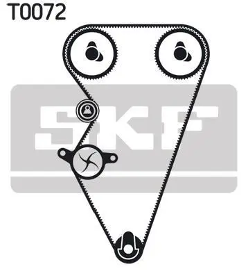 Комплект ГРМ (ремінь + ролик + водяний насос) FSO POLONEZ III LAND ROVER FREELANDER I LOTUS ELISE MG MG 6, MGF, TF, ZR, ZS, ZT, ZT- T ROVER 200, 200 II, 25 I, 400 II, 45 I, 75 1.1-1.8 09.92- SKF VKMC 07301 (фото 1)