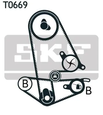 Комплект ГРМ (ремінь + ролик + водяний насос) HONDA ACCORD IV, ACCORD V, ACCORD VI, PRELUDE IV, PRELUDE V, SHUTTLE ROVER 600 I 1.8-2.3 01.90-12.01 SKF VKMC 93600 (фото 1)