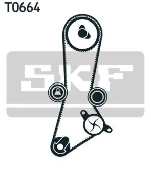 Комплект ГРМ (ремінь + ролик + водяний насос) HYUNDAI ACCENT II, ACCENT III, ELANTRA III, GETZ, HIGHWAY, MATRIX, SANTA FÉ I, SANTA FÉ II, TRAJET, TUCSON KIA CARENS I 1.5D/2.0D/2.2D 03.01-12.15 SKF VKMC 95660-1