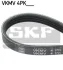 Поліклиновий ремінь (4PK735) FORD MONDEO III, TRANSIT, TRANSIT TOURNEO JAGUAR X-TYPE I RENAULT CLIO I, CLIO II, KANGOO, KANGOO EXPRESS, TWINGO I ROVER 100, 100 / METRO, 200 II 1.1-2.2D 10.89- SKF VKMV 4PK735 (фото 1)