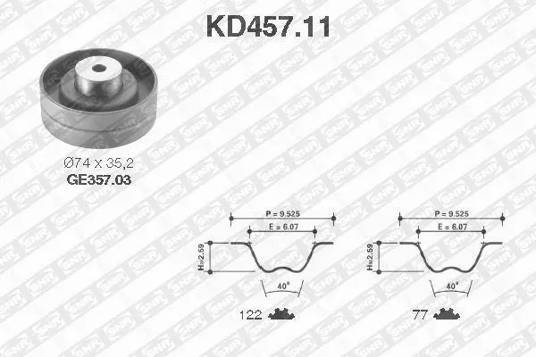 Комплект ГРМ VW T4 2.4 D 90-98 SNR NTN KD457.11 (фото 1)