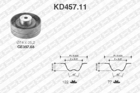 Комплект ГРМ VW T4 2.4 D 90-98 SNR NTN KD457.11