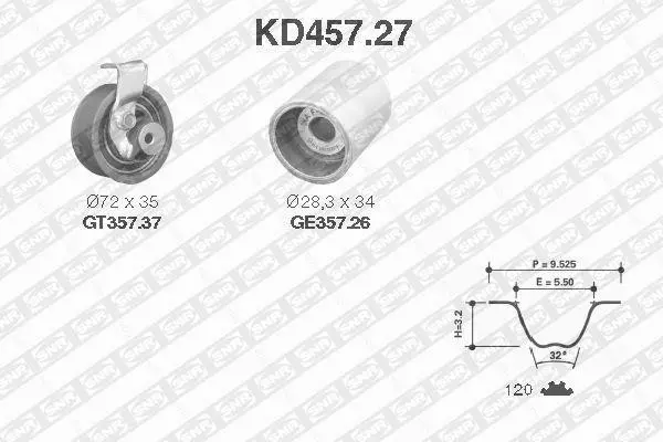 Комплект ГРМ OCTAVIA I/PASSAT/POLO 1.4-1.9 TDI 98-05 SNR NTN KD457.27 (фото 1)