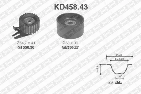 Комплект ГРМ Doblo/Punto 1.9D 01- SNR NTN KD458.43