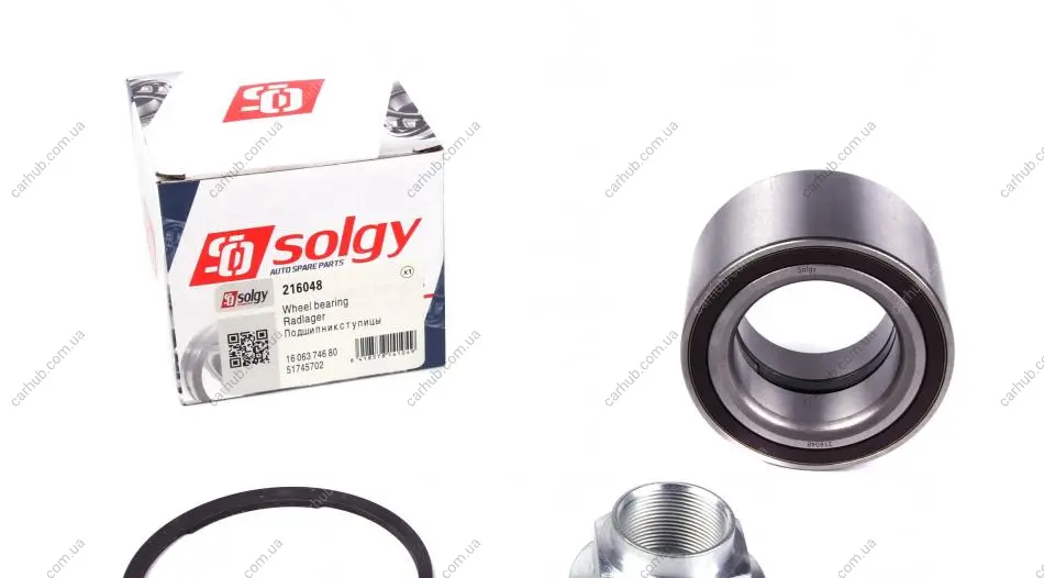 Підшипник маточини (передньої) Fiat Ducato 06- (10-14) (к-кт) SOLGY Solgy 216048 (фото 1)