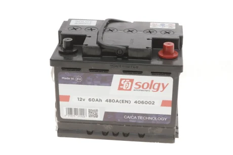 Акумуляторна батарея 60Ah/480A (242x175x190/+R) SOLGY Solgy 406002