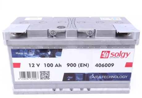 Акумуляторна батарея 100Ah/900A (353x175x190/+R) SOLGY Solgy 406009