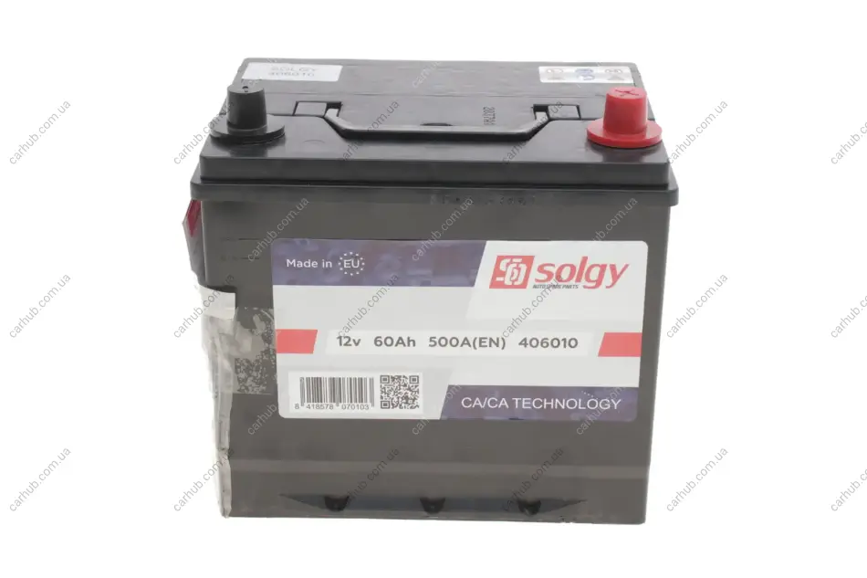 Акумуляторна батарея 60Ah/500A (230x172x222/+R) Азія Solgy 406010 (фото 1)