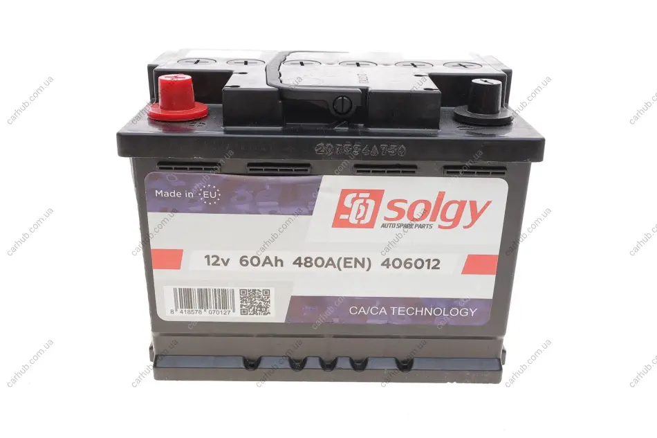 Акумуляторна батарея 60Ah/480A (242x175x190/+L) SOLGY Solgy 406012 (фото 1)